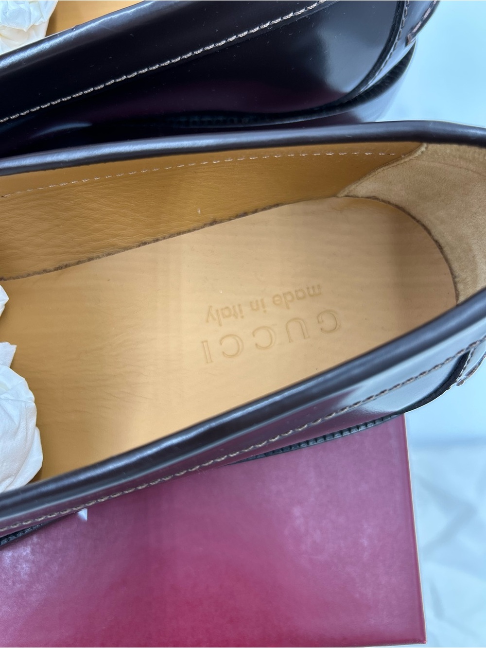 Men's Gucci KAVEH GG embossed leather loafers size 7.5 fits 8.5 US made in Italy - Picture 8 of 12